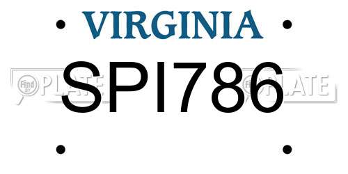 SPI786 Virginia License Plate
