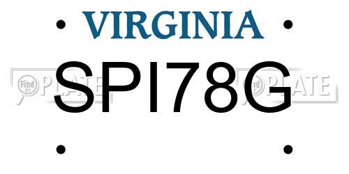 SPI78G Virginia License Plate