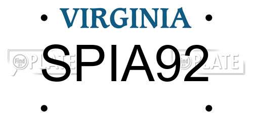 SPIA92 Virginia License Plate