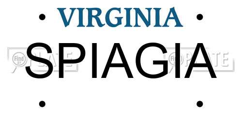 SPIAGIA Virginia License Plate