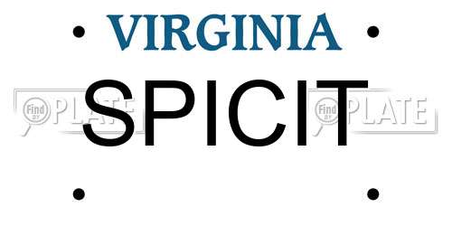 SPICIT Virginia License Plate