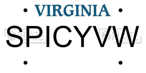 SPICYVW Virginia License Plate
