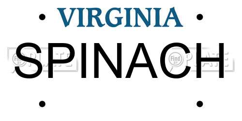 SPINACH Virginia License Plate