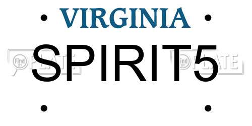 SPIRIT5 Virginia License Plate