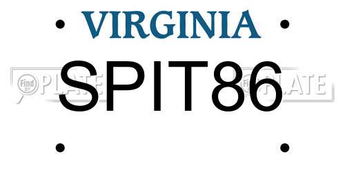 SPIT86 Virginia License Plate