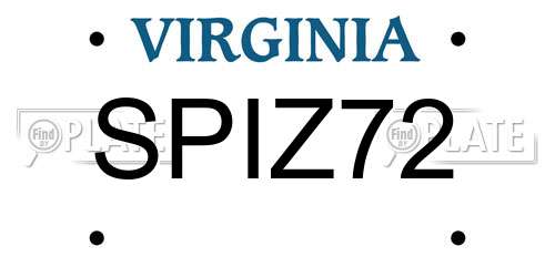 SPIZ72 Virginia License Plate