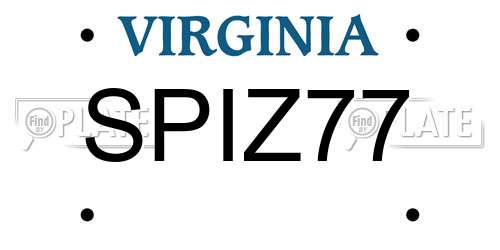 SPIZ77 Virginia License Plate