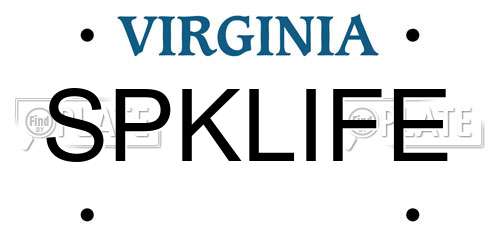 SPKLIFE Virginia License Plate