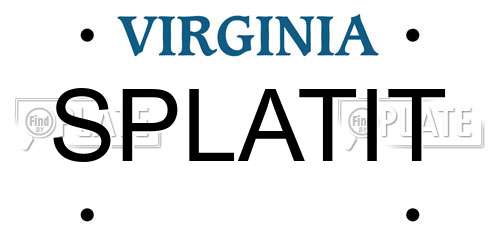 SPLATIT Virginia License Plate