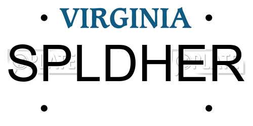 SPLDHER Virginia License Plate