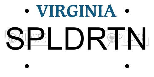 SPLDRTN Virginia License Plate
