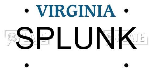 SPLUNK Virginia License Plate