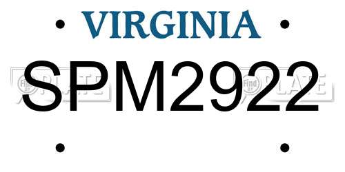 SPM2922 Virginia License Plate