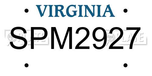 SPM2927 Virginia License Plate