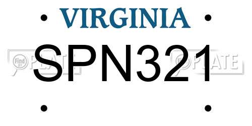 SPN321 Virginia License Plate