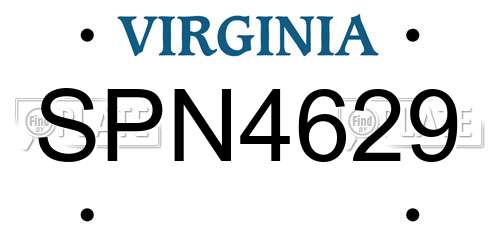 SPN4629 Virginia License Plate