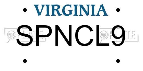 SPNCL9 Virginia License Plate