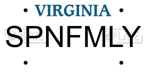 SPNFMLY Virginia License Plate