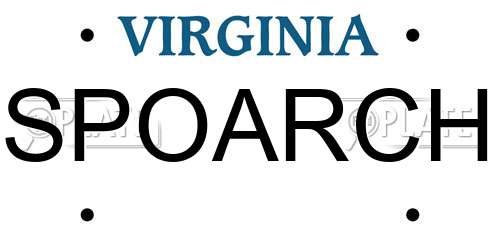 SPOARCH Virginia License Plate