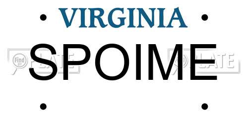 SPOIME Virginia License Plate
