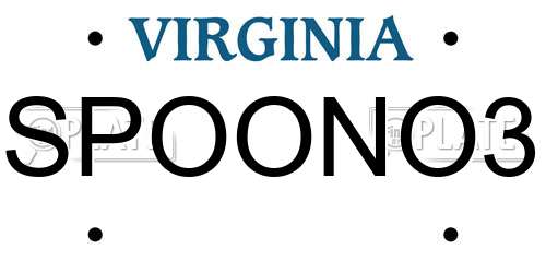 SPOONO3 Virginia License Plate