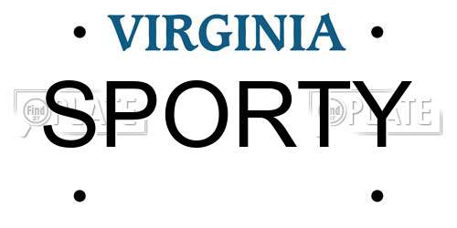 SPORTY Virginia License Plate