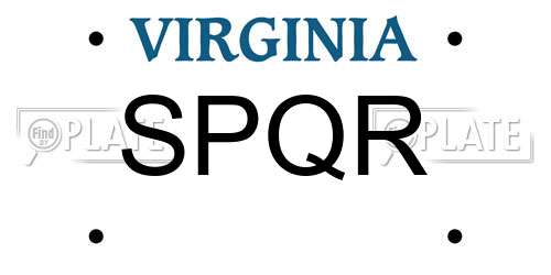 SPQR Virginia License Plate