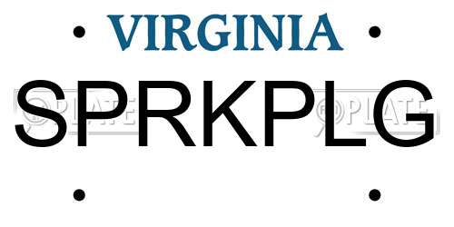 SPRKPLG Virginia License Plate