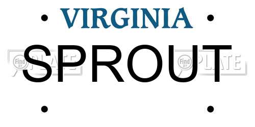 SPROUT Virginia License Plate