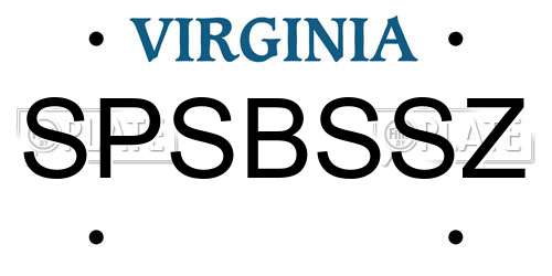 SPSBSSZ Virginia License Plate