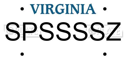 SPSSSSZ Virginia License Plate