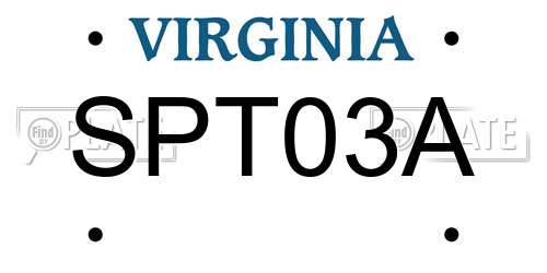 SPT03A Virginia License Plate