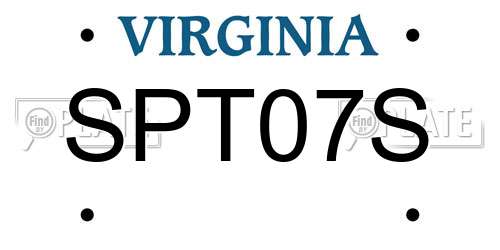 SPT07S Virginia License Plate