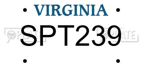 SPT239 Virginia License Plate