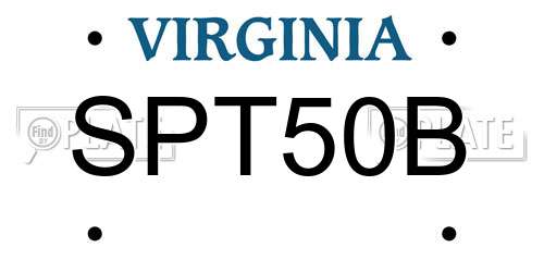 SPT50B Virginia License Plate