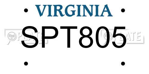 SPT805 Virginia License Plate