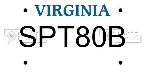 SPT80B Virginia License Plate