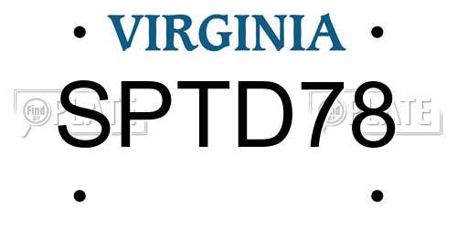SPTD78 Virginia License Plate