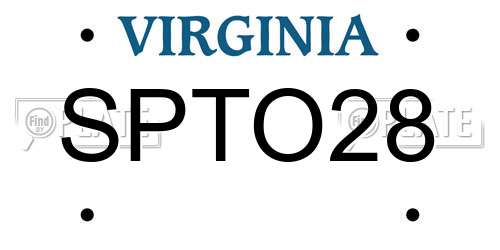 SPTO28 Virginia License Plate