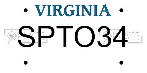SPTO34 Virginia License Plate