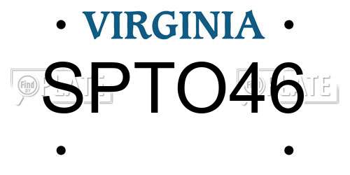SPTO46 Virginia License Plate