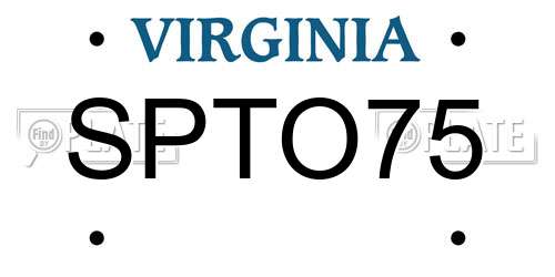SPTO75 Virginia License Plate