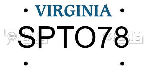 SPTO78 Virginia License Plate