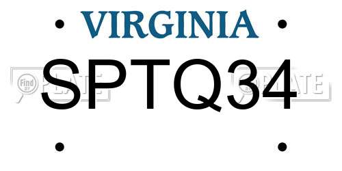 SPTQ34 Virginia License Plate
