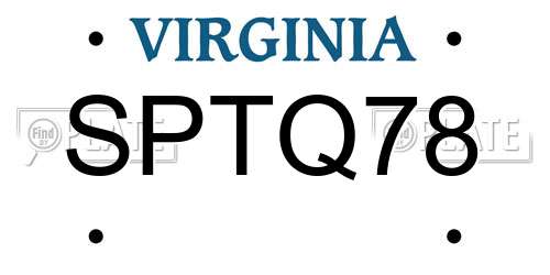 SPTQ78 Virginia License Plate