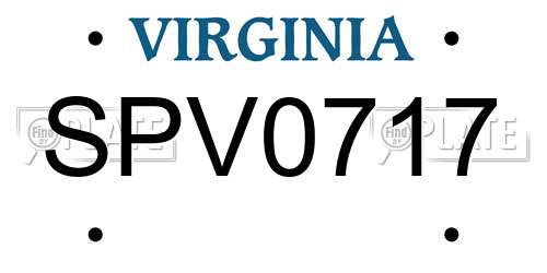 SPV0717 Virginia License Plate
