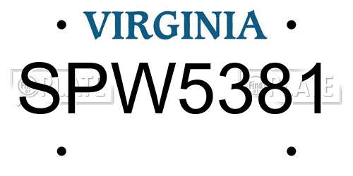 SPW5381 Virginia License Plate