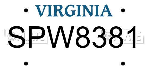SPW8381 Virginia License Plate