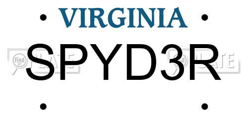 SPYD3R Virginia License Plate