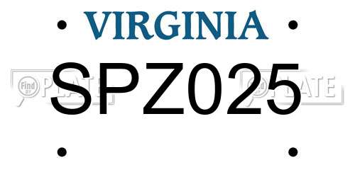 SPZ025 Virginia License Plate